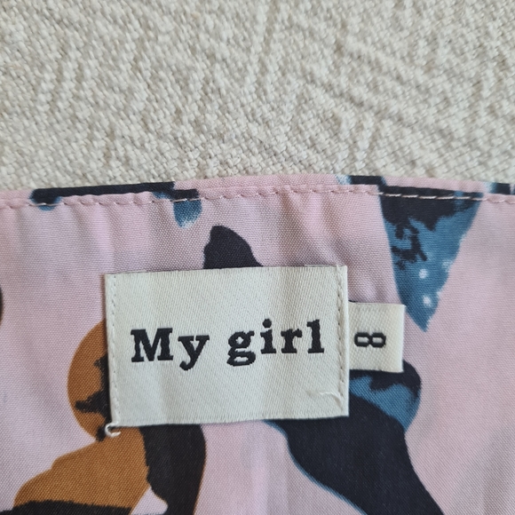 My Girl crop top in pink with leopard print, front tie, size 8 - Picture 5 of 6